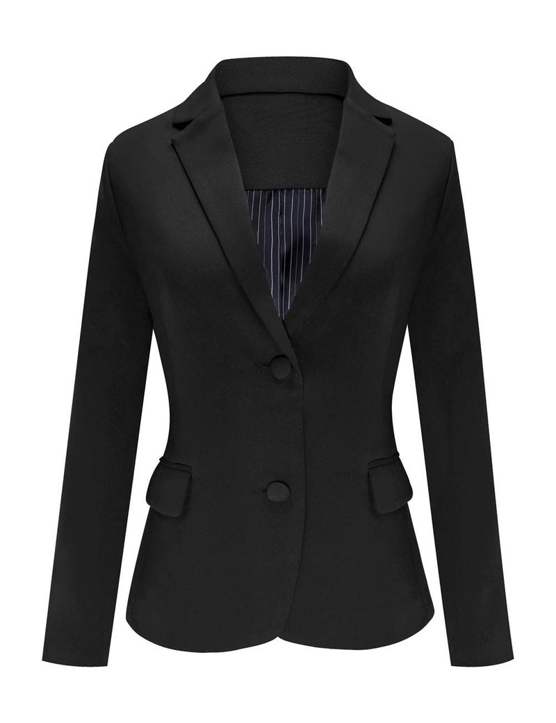 luvamia Women's Long Sleeve Formal Notch Lapel Button Down Blazer Pockets Jacket Black Size XL - Image 1