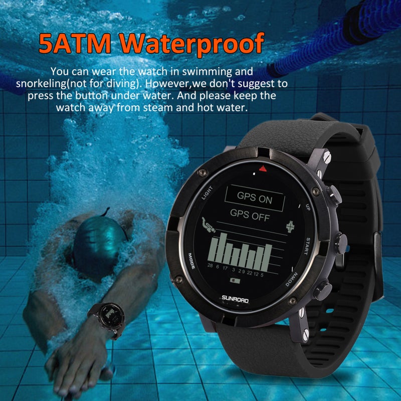 SUNROAD GPS Watch: 5ATM Waterproof, Nylon Band, Built-In GPS & Compass - Real-Time Heart Rate Monitoring, Multiple Exercise Modes Fitness Tracker for Outdoor Sports, Triathlon Training - Image 2