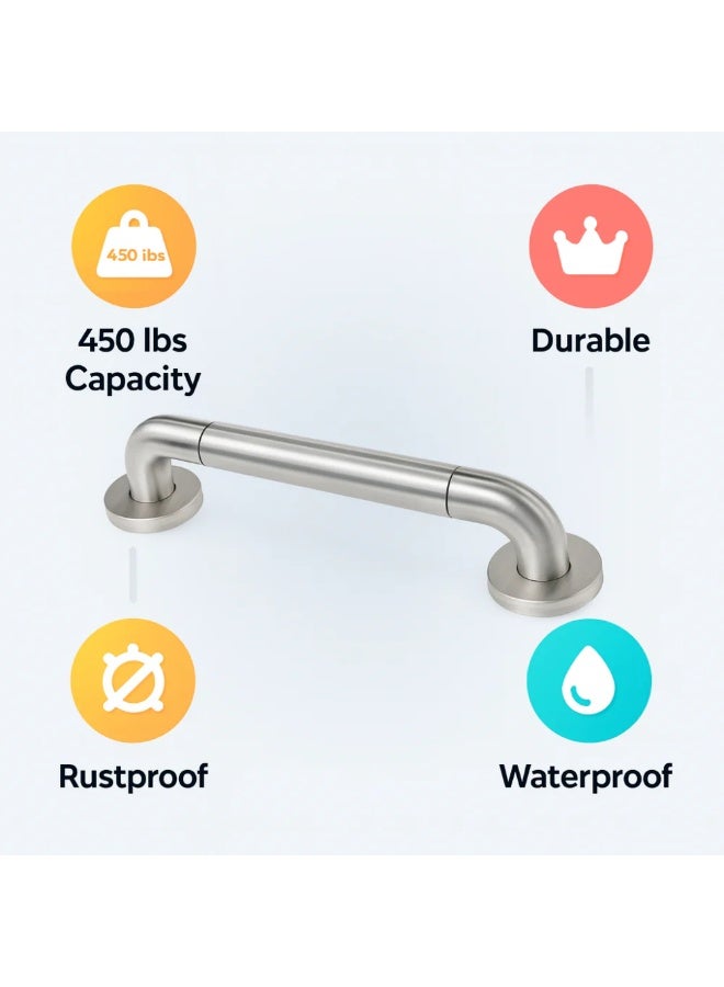 Primanova Shower Grab Bar 46 cm Heavy-Duty Stainless Steel / Coated Steel Safety Handrail with Screw Mount – Supports 120 Kilogram for Bathroom, Shower & Toilet (Silver) - Image 4