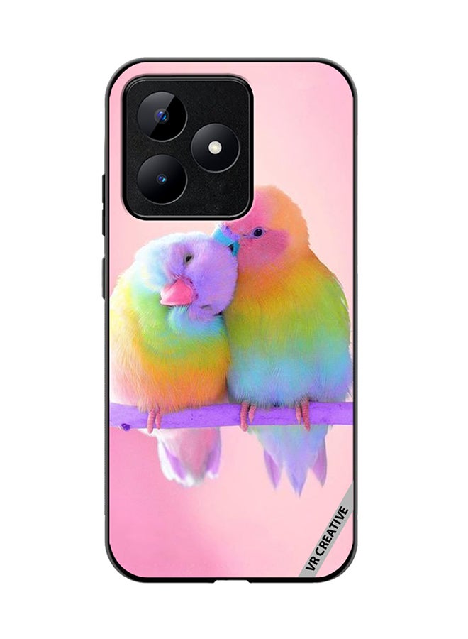 VR CREATIVE Protective Case Cover For Realme C53 Love Birds Pink Background Design Multicolour - Image 1
