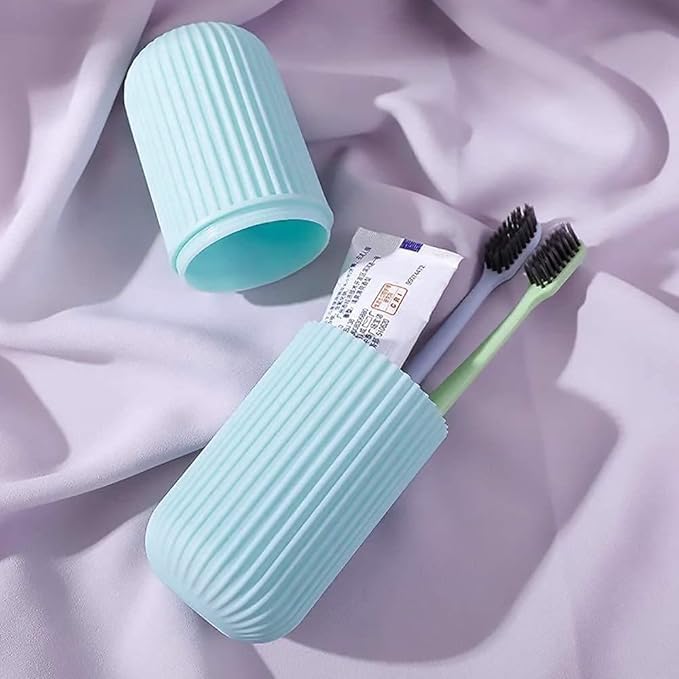 HISELL HISELL Capsule Shape Travel Toothbrush Case Cover Holder Portable Toothbrush Toothpaste Storage Box Container Multipurpose Bathroom Organizer Accessories Random Color Pack of 2  - Image 3