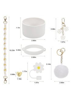 Y&D 7pcs Cup Accessories for Stanley Set Including 1 Pcs Water Bottle Handle Strap 1 Pcs Siliocne Stanley Cup Boot 1 Pcs Siliocne Straw Cover, 2 Pcs Charms for Stanley Cup 40oz & 30oz Tumbler (White)  - Image 2
