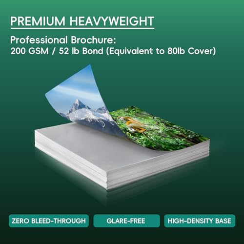 Magecubiku Laser Photo Paper 8.5x11 In,200 Sheets 200GSM/52LB Semi Gloss Double Sided High-Heat Resistant Smudge Proof for Laserjet Brochures Covers Postcard DIY Flyers Cards Cardstock(Not applicable to inkjet) - Image 3