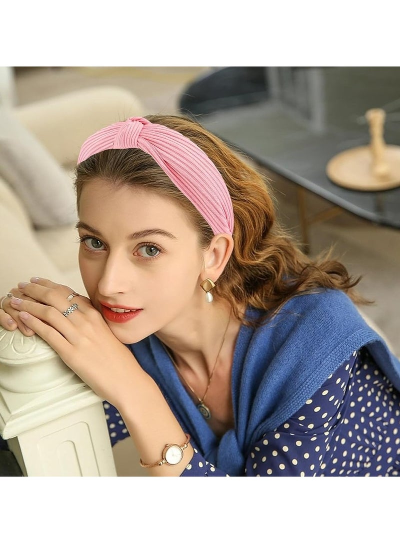 إسكدنيا 4 عبوات من عصابات الرأس العريضة المعقودة، بلون موحد، مانعة للانزلاق للنساء والفتيات. - Image 5