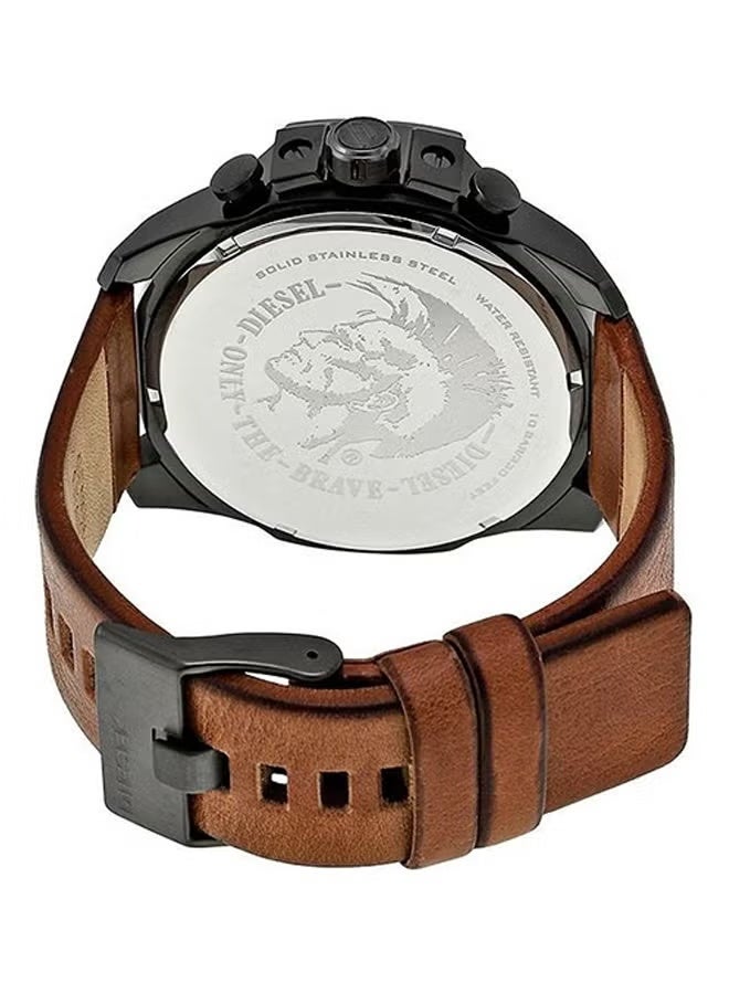 Diesel Fuel Men's Mega Chief Round Shape Leather Band Chronograph Wrist Watch 51 mm - Brown - DZ4343 - Image 2