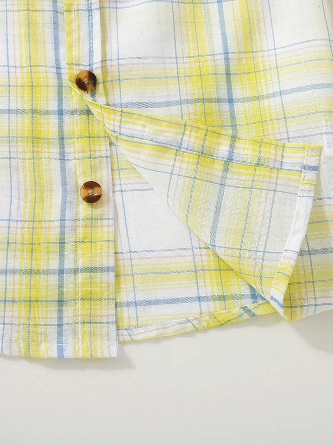 Take Two  Yellow Checked Short Sleeve Shirt for Men | Best Price UAE