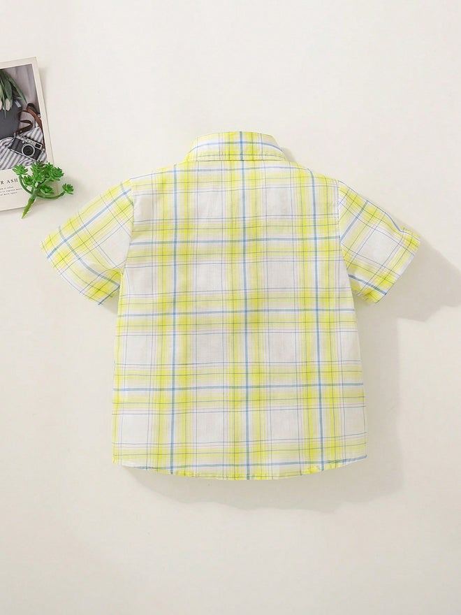 Take Two Yellow Checked Short Sleeve Shirt - Image 2
