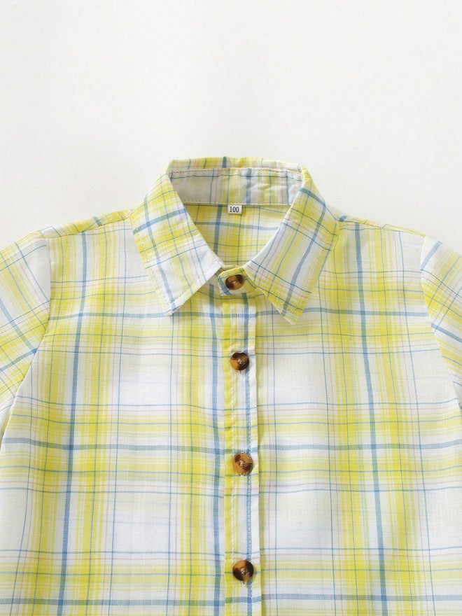 Take Two Yellow Checked Short Sleeve Shirt - Image 3