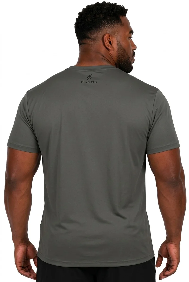 Moveletix Green Men's Plus Size Training Short Sleeve T-Shirt Green for Men | Best Price UAE