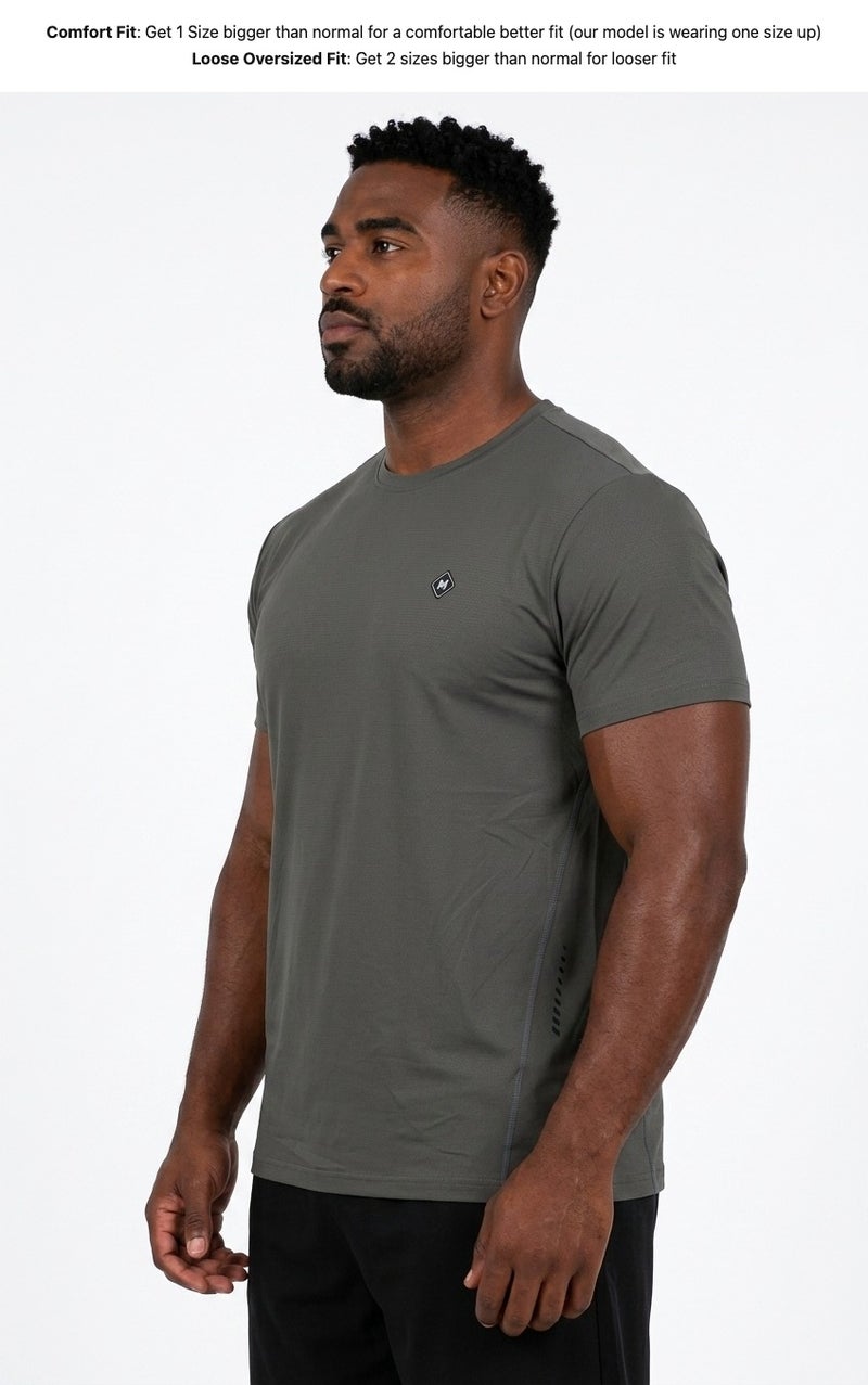 Moveletix Men's Plus Size Training Short Sleeve T-Shirt Green - Image 3