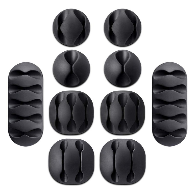 KIDINGTON Wire Clips Cable Protector Clips Desktop Cord Organizer Multipurpose Silicone Adhesive Cord Hooks for TV Home Office Cubicle Car Desk 10 PCS Set - Image 1