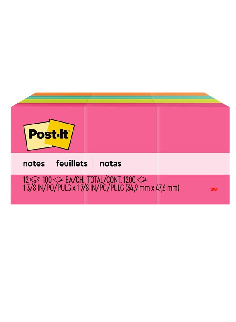 Post It 12-Pad Post-It Sticky Notes 1.5x2 Inch Size Neon Colours - Image 2