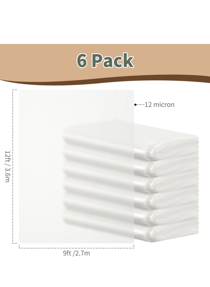 6 Pack Plastic Drop Cloth, 9x12 Ft Plastic Sheeting for Painting, Dust-Proof Tear-Resistant Painters Plastics Tarp Cloth for Furniture Floor Sofa Protector Cover Durable & Thick - Image 2