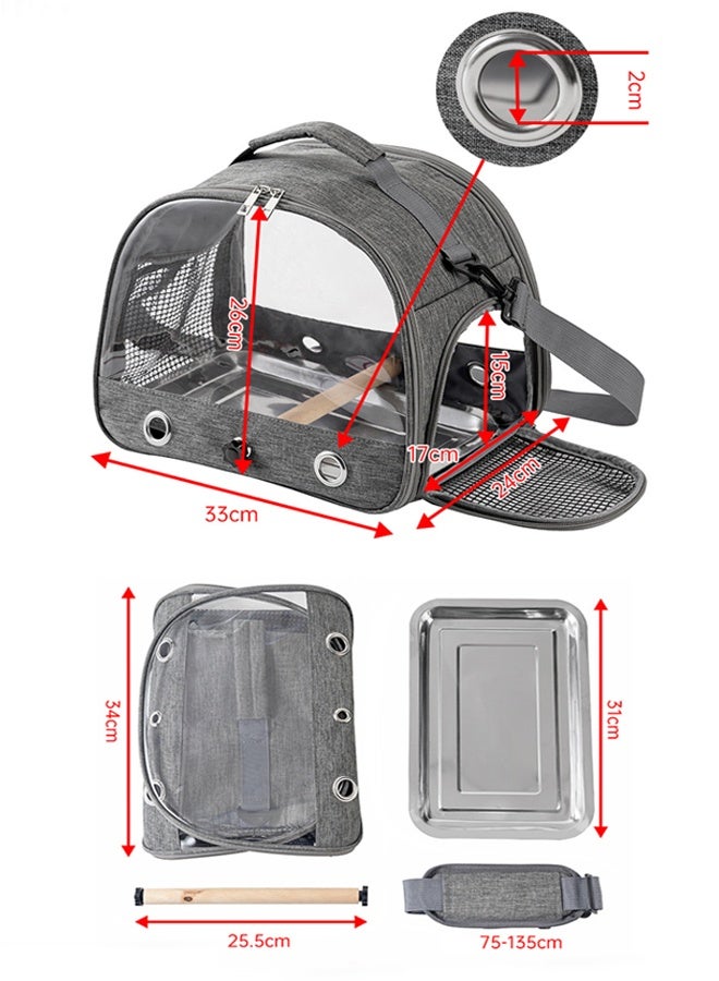 Bird Carrier Bag,Pet Bird Travel Bag with Standing Wooden Pole,Portable Parrot Carrier Transparent Breathable Travel Cage,Lightweight Bird&Small Animals Carrier, Bird Travel Cage, Small Pet Carrier Bag with Shoulder Strap - Image 3