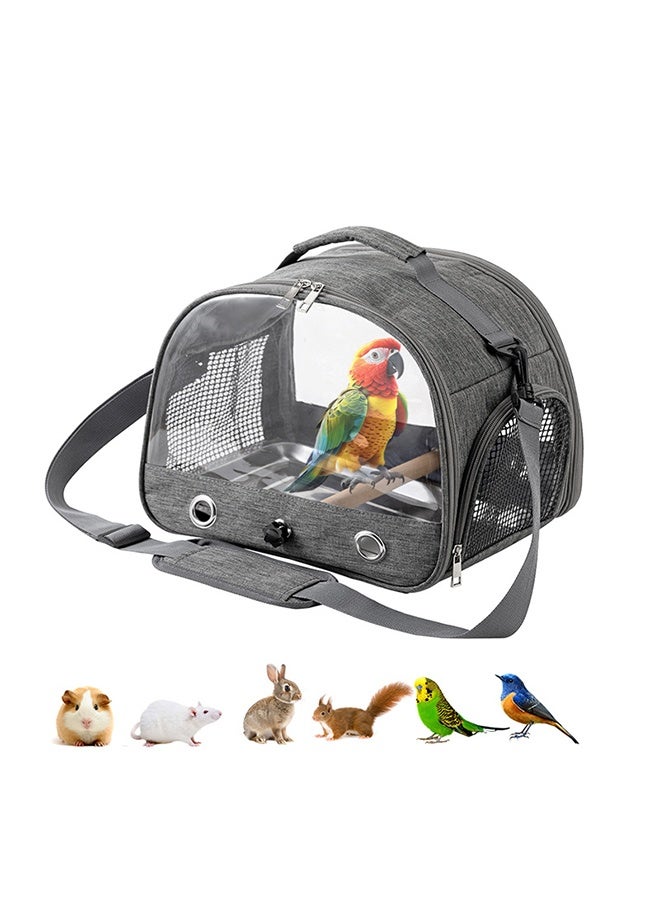 Bird Carrier Bag,Pet Bird Travel Bag with Standing Wooden Pole,Portable Parrot Carrier Transparent Breathable Travel Cage,Lightweight Bird&Small Animals Carrier, Bird Travel Cage, Small Pet Carrier Bag with Shoulder Strap - Image 1