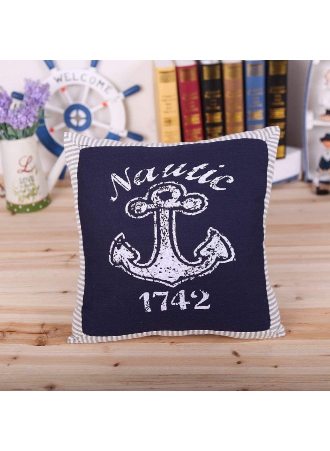 Fish Shaped Cotton and Linen Pillow Nautical Theme Cushions Lifebuoy Sailboat, Anchor, Rope Heart, Pentagram Mediterranean Style Nursery Stuffed Animal Pillow Coastal Throw Pillows (Square Anchor 2)  - Image 5