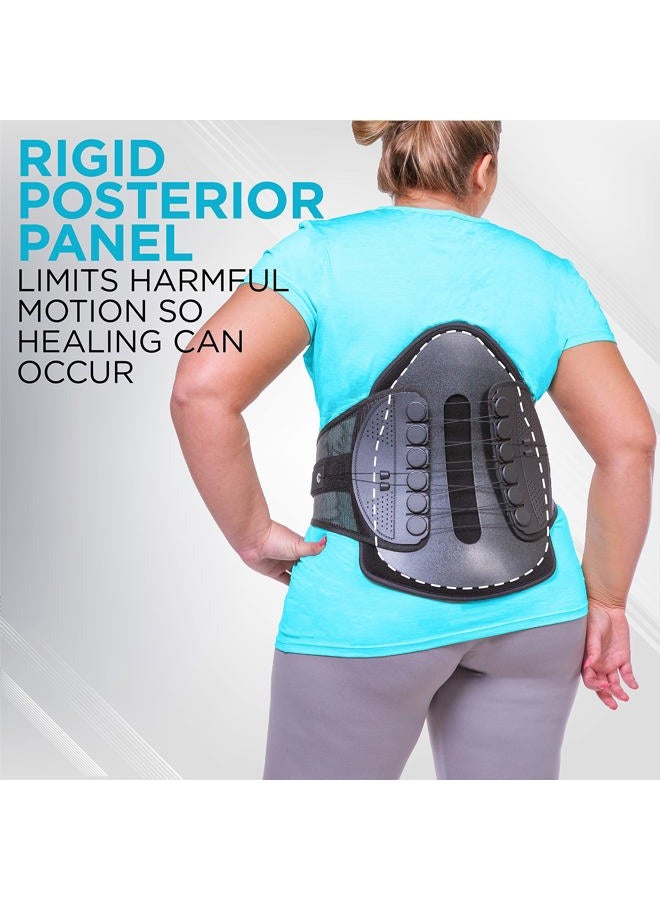BraceAbility Lumbar Decompression Back Brace - Adjustable Semi-Rigid Lumbosacral Corset Belt for Discectomy, Laminectomy, Disc Injury, Back Muscle Spasms, Pre and Post Spine Surgery Protection (Large) - Image 4