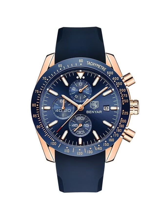 BENYAR Mens Watches Analogue Quartz Chronograph Date 3ATM Waterproof Watch Business Sport Leather Strap Wrist Watch for Men - Image 1
