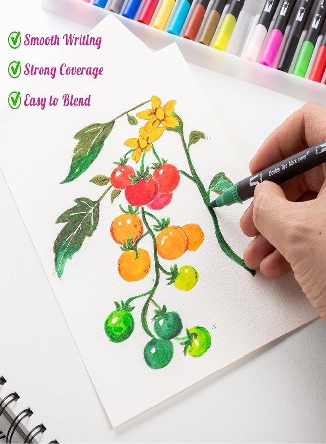 EBOT Dual Markers Brush Pen, Brush Tips & Colored Fine Point Pen Set for Lettering Writing Coloring Drawing,Planner Art Supplier,24 Colors - Image 5