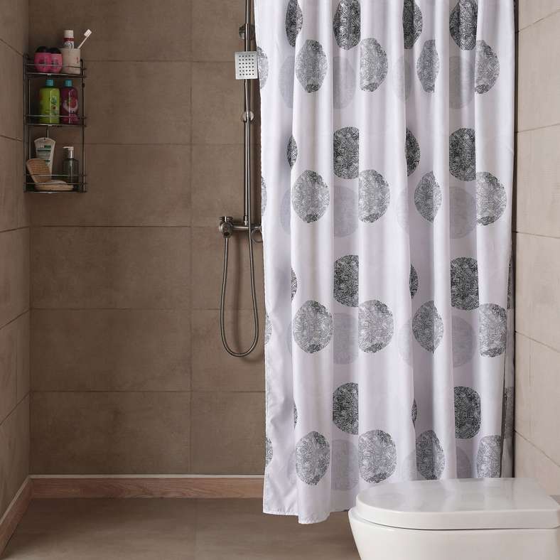 Pan Home Kerby Printed Shower Curtain 180x180cm - Grey