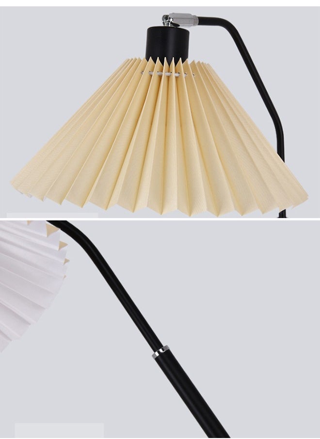 Joshberg LED Straight Pole Floor Lamp Modern Minimalist Standing Light With Pleated Lampshade Three Color Dimming For Bedroom Living Room Office Black  - Image 3