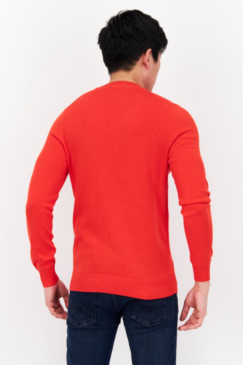Lyle & Scott Men Crew Neck Long Sleeve Textured  Sweater, Red - Image 3