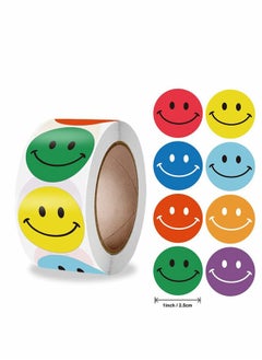 KASTWAVE Smile Face Stickers Roll, Reward Stickers for Teachers Kids, Happy Face Rewards Stickers Circle Dots Stick Labels, Water Bottles, School, Home Etc, Party Supplies Stickers  - Image 1