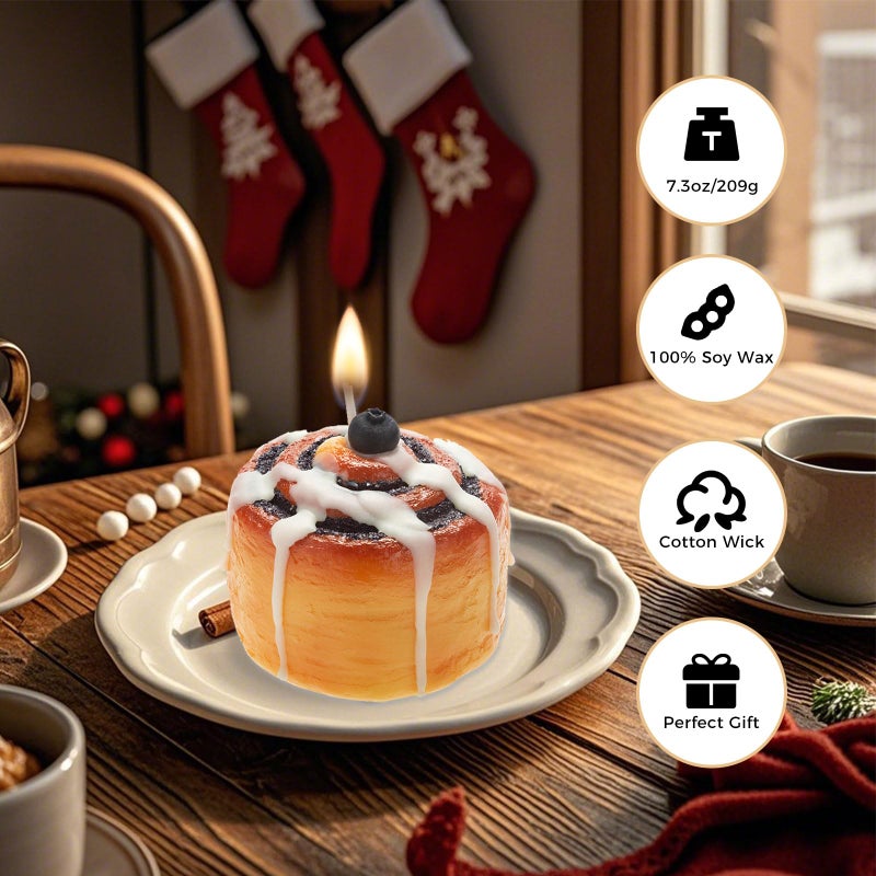 Mesiiloly Cinnamon Roll Candle Food Shaped Cinnamon Scented Candles Unique Candle Gifts for Women Men Ideal for Birthday Valentines Christmas,Home Decorations - Image 3