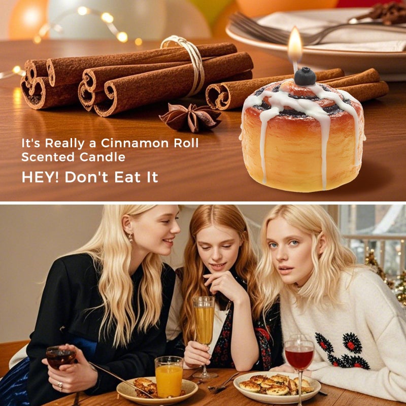 Mesiiloly Cinnamon Roll Candle Food Shaped Cinnamon Scented Candles Unique Candle Gifts for Women Men Ideal for Birthday Valentines Christmas,Home Decorations - Image 5
