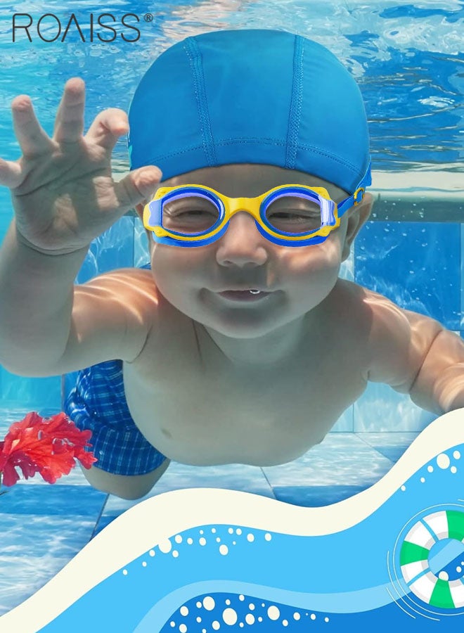 roaiss 4 Pcs Kids Swim Goggles and Caps Set, 2 Pcs HD Anti-fog Swimming Goggles and 2 Pcs Soft PU Cartoon Swim Caps, Beach Pool Swimming Gear for Boys and Girls - Image 2
