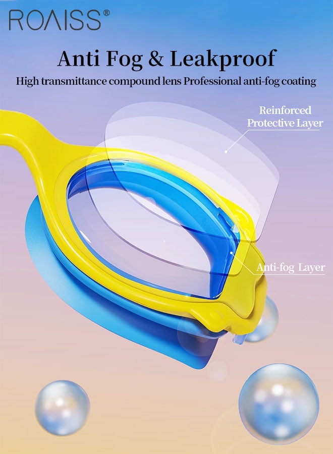 roaiss 4 Pcs Kids Swim Goggles and Caps Set, 2 Pcs HD Anti-fog Swimming Goggles and 2 Pcs Soft PU Cartoon Swim Caps, Beach Pool Swimming Gear for Boys and Girls - Image 5