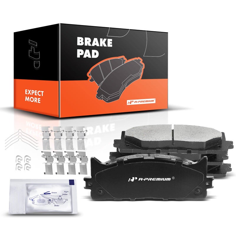 A-Premium Front Ceramic Disc Brake Pads Set Compatible with Select Toyota and Lexus Models - Camry 2007-2017, Avalon 2008-2018, ES350 2007-2018, ES300h 2013-2018, with Hardware, 4 PCS - Image 1