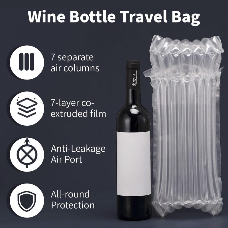 Kivsty Wine Bags Bottle Protector for Travel - 30 Packs, Inflatable Air Column Bubble Cushion Wrap Wine Bottles Packaging Sleeve for Shipping Airplane Suitcase - 12 x 3.5 Inch - Image 5