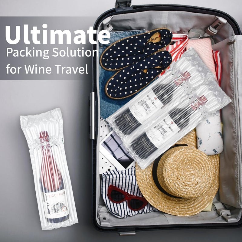 Kivsty Wine Bags Bottle Protector for Travel - 30 Packs, Inflatable Air Column Bubble Cushion Wrap Wine Bottles Packaging Sleeve for Shipping Airplane Suitcase - 12 x 3.5 Inch - Image 2