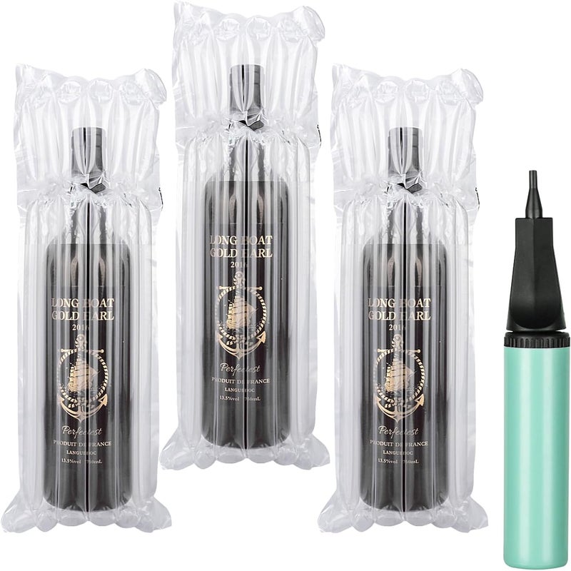 Kivsty Wine Bags Bottle Protector for Travel - 30 Packs, Inflatable Air Column Bubble Cushion Wrap Wine Bottles Packaging Sleeve for Shipping Airplane Suitcase - 12 x 3.5 Inch - Image 1