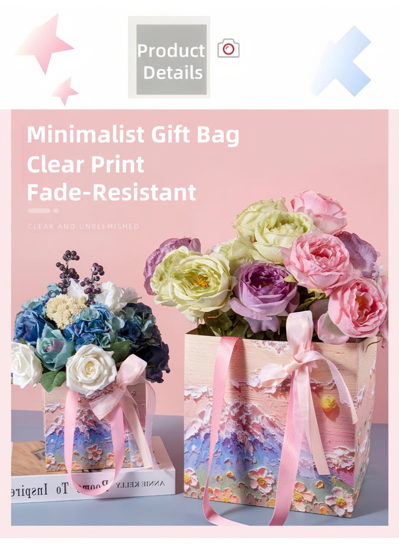 Harse Big Floral Gift Bag with Matching Greeting Card, Large Square Gift Bag with Handles, Paper Bag for Flowers, Wedding, Birthday, Bridal Shower, Engagement and Party Gifts - Image 2