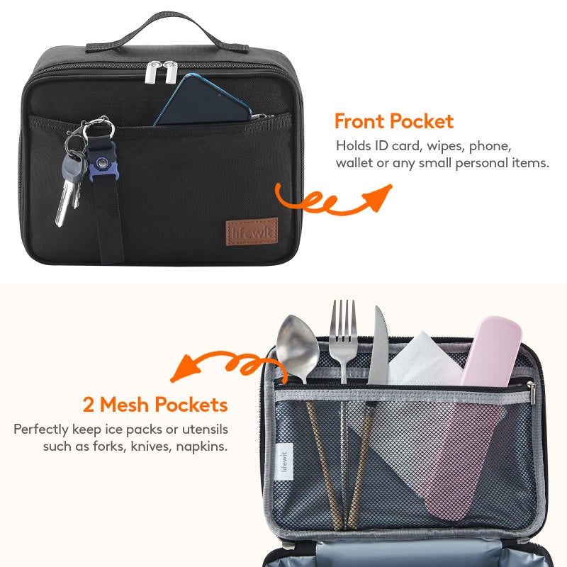 Lifewit Freezable Lunch Box, Insulated Reusable Lunch Bag with 2 Ice Packs, Mini Cooler Snack Bag for Bento Box for Salad, Sandwich, Snacks fo Men Women for Work, Black 5L - Image 5