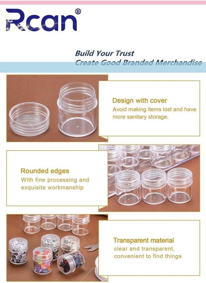 Rcan Clear Plastic Bead Storage Containers Set with 30 Pieces Storage Jars Diamond Painting Accessory Box Transparent Bottles with Lid for DIY Diamond Nail and Other Small Items 1.15 x 1 Inch  - Image 3
