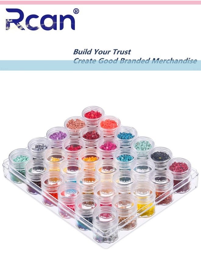 Rcan Clear Plastic Bead Storage Containers Set with 30 Pieces Storage Jars Diamond Painting Accessory Box Transparent Bottles with Lid for DIY Diamond Nail and Other Small Items 1.15 x 1 Inch  - Image 2