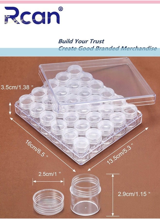 Rcan Clear Plastic Bead Storage Containers Set with 30 Pieces Storage Jars Diamond Painting Accessory Box Transparent Bottles with Lid for DIY Diamond Nail and Other Small Items 1.15 x 1 Inch  - Image 4