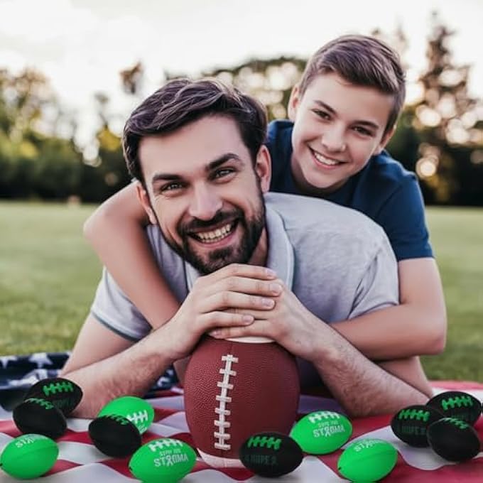 Simgoing 24 Pcs Mental Health Awareness Football Stress Balls Mini Foam Sports Ball Green Ribbon Football Toy Mental Health Gifts for Women Men Sports Birthday Party - Image 5