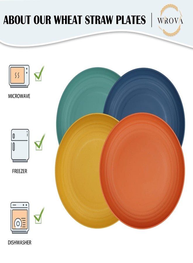 Wrova Wheat Straw Plates - 8 Inch Unbreakable Dinner Plates Set of 8 - Dishwasher & Microwave Safe Plastic Plates Reusable - Lightweight Plate for kitchen,R.V. (Colorful Series) - Image 4