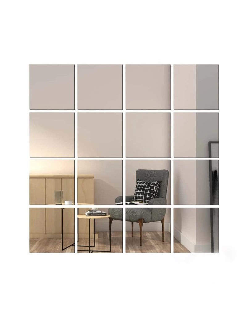 Decor1ders 16 Big Square Silver Mirror for Wall Stickers Large Size 15x15 Cm Acrylic Mirror Wall Decor Sticker for Bathroom Bedroom Living Room Decoration Items D16VeryBigSquareSilver