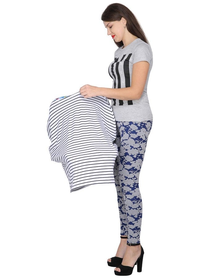 Feather Hug غطاء رضاعة فاخر من فيذر هاغ 360 درجة - مئزر رضاعة للأم، غطاء رضاعة مطاطي للأم، غطاء رضاعة طبيعي يسمح بمرور الهواء (مخطط B2W2)، قطعة واحدة، أبيض - Image 5
