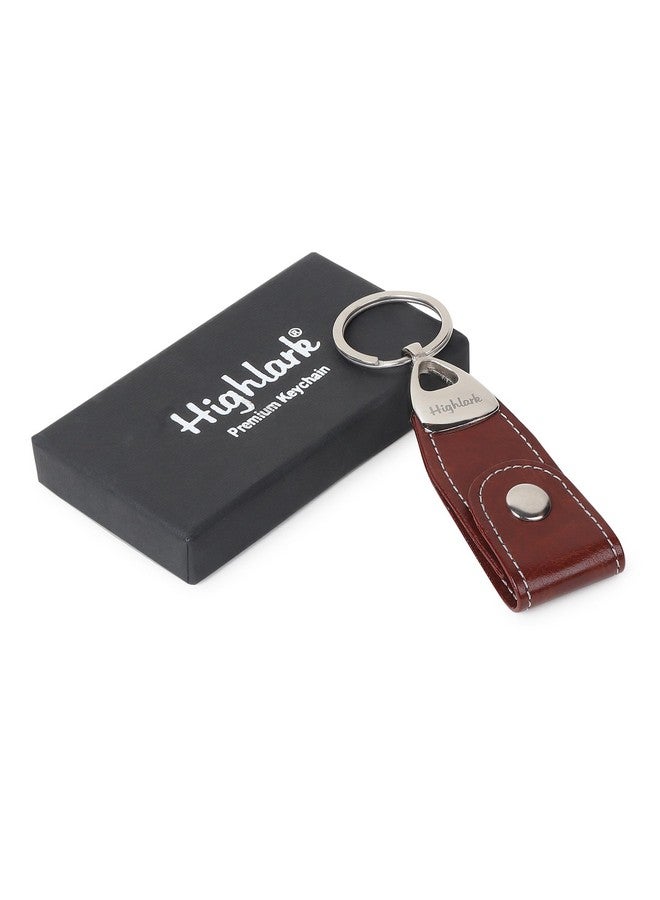 Highlark Brown Belt Loop Faux Leather Keyring & Keychain | Key Holder For Home, Office, Car & Bike | Keychain for Men and Women - Image 5