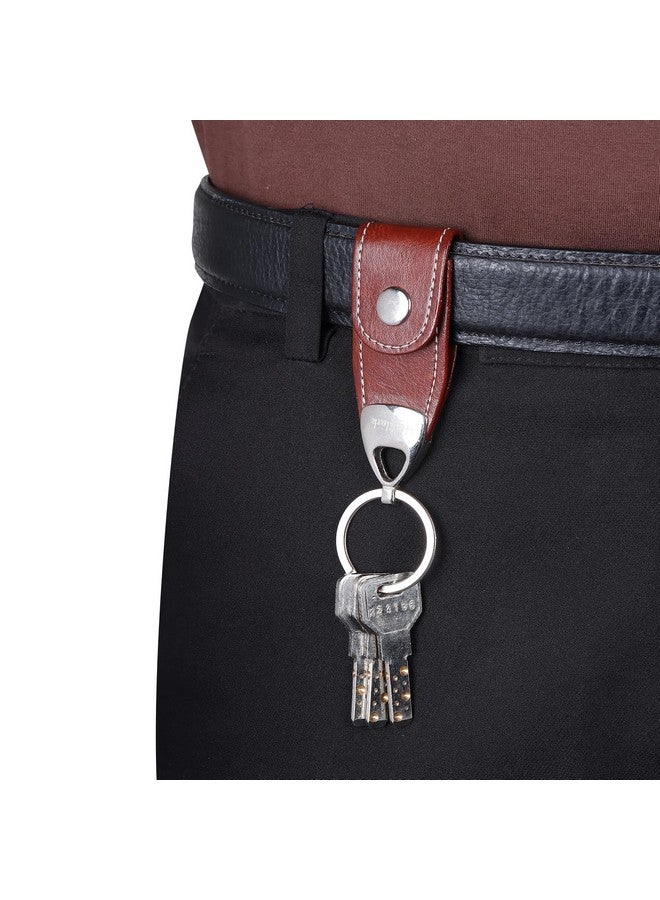 Highlark Brown Belt Loop Faux Leather Keyring & Keychain | Key Holder For Home, Office, Car & Bike | Keychain for Men and Women - Image 2