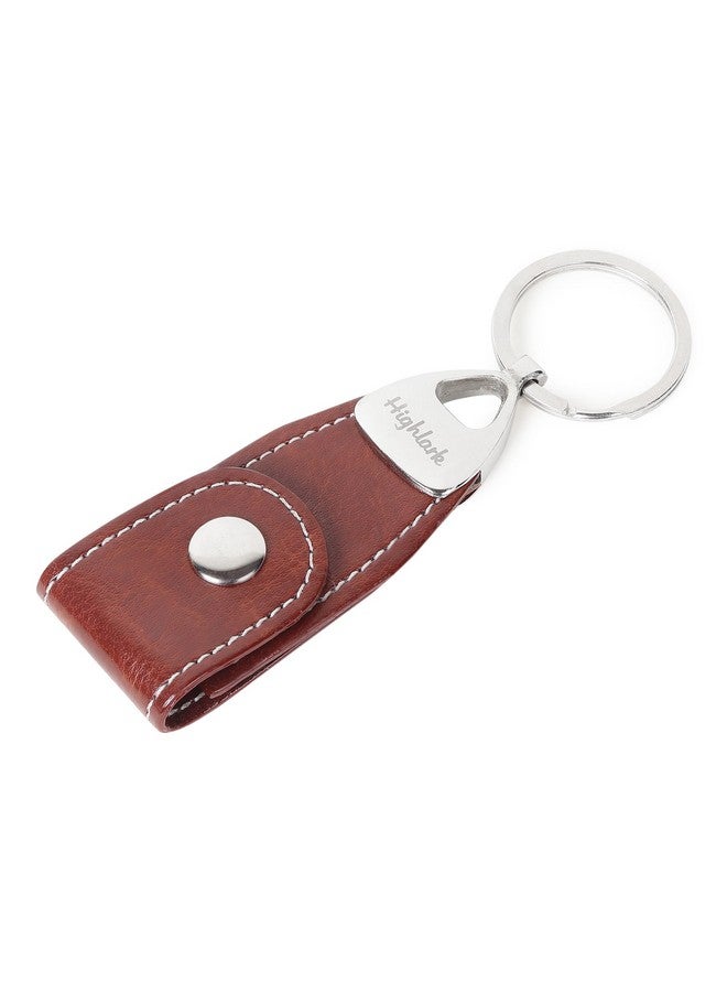 Highlark Brown Belt Loop Faux Leather Keyring & Keychain | Key Holder For Home, Office, Car & Bike | Keychain for Men and Women - Image 1