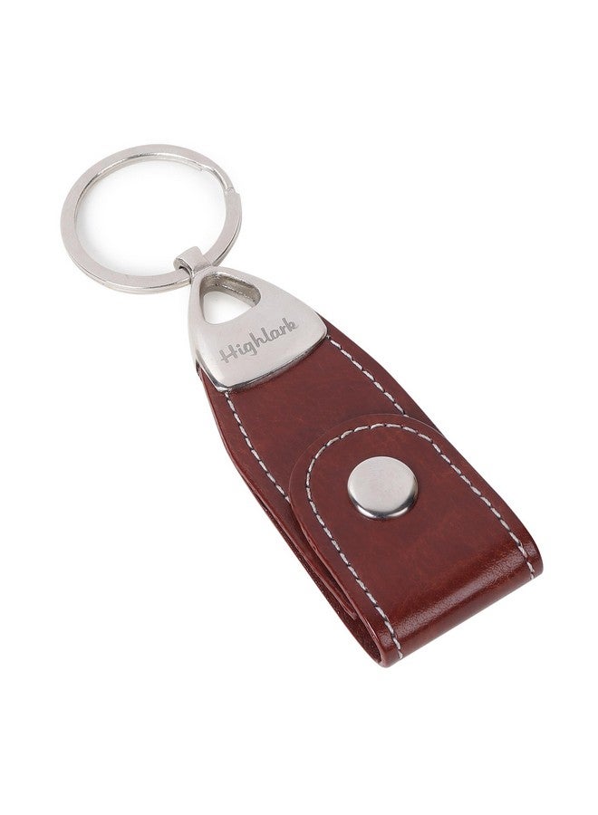 Highlark Brown Belt Loop Faux Leather Keyring & Keychain | Key Holder For Home, Office, Car & Bike | Keychain for Men and Women - Image 4