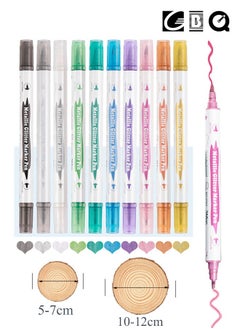 GBQ 10PCS Double-ended Hard + Soft Pearlescent Metal Pens, Soft Paint Pens, Markers, Glitter Pens, 2PCS Wood ChipsDIY 10-12cm, 5-7cm For Student Artist Art Painting Supplies  - Image 1