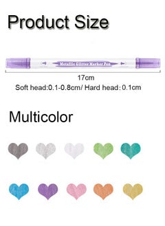 GBQ 10PCS Double-ended Hard + Soft Pearlescent Metal Pens, Soft Paint Pens, Markers, Glitter Pens, 2PCS Wood ChipsDIY 10-12cm, 5-7cm For Student Artist Art Painting Supplies  - Image 2